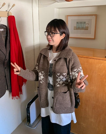 Accu Nordic Wool Mix Color Cardigan